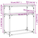 konsolbord 75x35,5x75 cm konstrueret træ sonoma-eg