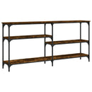 konsolbord 160x29x75 cm konstrueret træ røget egetræsfarve