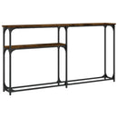 konsolbord 145x22,5x75 cm konstrueret træ røget egetræsfarve