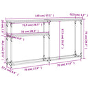 konsolbord 145x22,5x75 cm konstrueret træ grå sonoma-eg
