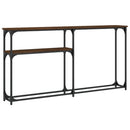 konsolbord 145x22,5x75 cm konstrueret træ brunt egetræ