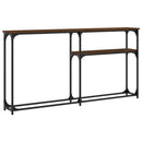 konsolbord 145x22,5x75 cm konstrueret træ brunt egetræ