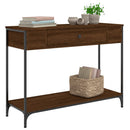 konsolbord 100x34,5x75 cm konstrueret træ brunt egetræ