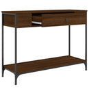 konsolbord 100x34,5x75 cm konstrueret træ brunt egetræ