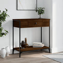 konsolbord 75x34,5x75 cm konstrueret træ brunt egetræ