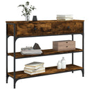 konsolbord 100x25x75 cm konstrueret træ røget egetræsfarve