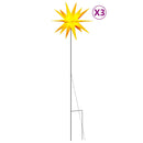 juledekoration med LED-lys og jordspyd 3 stk. 35 cm foldbar gul