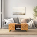 sofabord 100x54x40 cm massivt mangotræ brun og sort