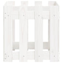 plantekasse med stakitdesign 40x40x40 cm massivt fyrretræ hvid