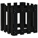 plantekasse med stakitdesign 40x40x40 cm massivt fyrretræ sort