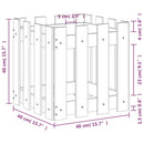 plantekasse med stakitdesign 40x40x40 cm massivt fyrretræ sort