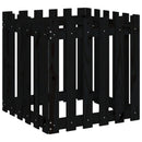 plantekasse med stakitdesign 60x60x60 cm massivt fyrretræ sort