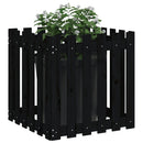 plantekasse med stakitdesign 60x60x60 cm massivt fyrretræ sort