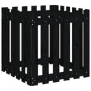 plantekasse med stakitdesign 60x60x60 cm massivt fyrretræ sort