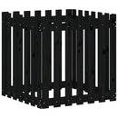 plantekasse med stakitdesign 70x70x70 cm massivt fyrretræ sort