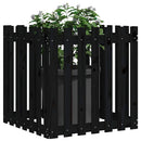plantekasse med stakitdesign 70x70x70 cm massivt fyrretræ sort