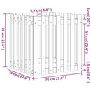 plantekasse med stakitdesign 70x70x70 cm massivt fyrretræ sort