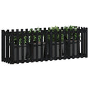 højbed med stakitdesign 200x50x70 cm massivt fyrretræ sort