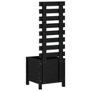 plantekasse med stativ 39x39,5x114 cm massivt fyrretræ sort
