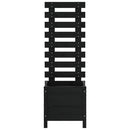 plantekasse med stativ 39x39,5x114 cm massivt fyrretræ sort