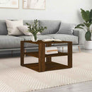 sofabord 58x58x40 cm konstrueret træ brun egetræsfarve