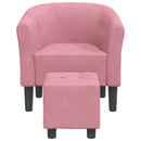 lænestol med fodskammel velour pink