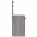 makeupbord med LED-lys 90x42x132,5 cm grå sonoma-eg