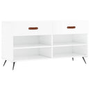 skobænk 102x35x55 cm konstrueret træ hvid højglans