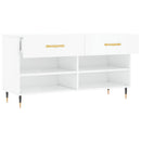 skobænk 102x35x55 cm konstrueret træ hvid højglans
