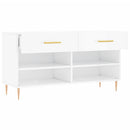 skobænk 102x35x55 cm konstrueret træ hvid højglans