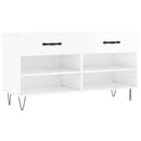 skobænk 102x35x55 cm konstrueret træ hvid højglans
