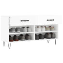 skobænk 102x35x55 cm konstrueret træ hvid højglans