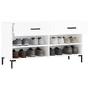 skobænk 102x35x55 cm konstrueret træ hvid højglans