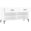 skobænk 102x35x55 cm konstrueret træ hvid højglans