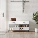 skobænk 102x35x55 cm konstrueret træ hvid højglans