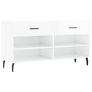 skobænk 102x35x55 cm konstrueret træ hvid højglans