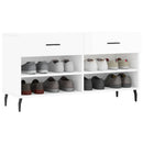 skobænk 102x35x55 cm konstrueret træ hvid højglans