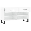 skobænk 102x35x55 cm konstrueret træ hvid højglans