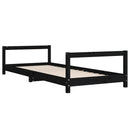 sengeramme til juniorseng 90x200 cm massivt fyrretræ sort