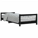 sengeramme til juniorseng 90x190 cm massivt fyrretræ sort