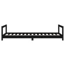 sengeramme til juniorseng 90x190 cm massivt fyrretræ sort