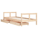 sengeramme til juniorseng m. skuffer 80x200 cm massivt fyr