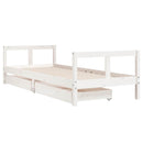 sengeramme til juniorseng m. skuffer 80x200 cm massivt fyr hvid