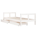 sengeramme til juniorseng m. skuffer 80x200 cm massivt fyr hvid