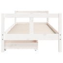 sengeramme til juniorseng m. skuffer 80x200 cm massivt fyr hvid