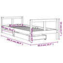 sengeramme til juniorseng m. skuffer 80x200 cm massivt fyr hvid