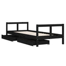 sengeramme til juniorseng m. skuffer 80x200 cm massivt fyr sort
