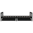 sengeramme til juniorseng m. skuffer 80x200 cm massivt fyr sort