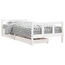 sengeramme til juniorseng m. skuffer 90x200 cm massivt fyr hvid