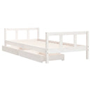 sengeramme til juniorseng m. skuffer 90x200 cm massivt fyr hvid
